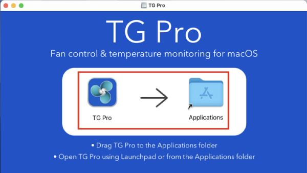Kéo thả ứng dụng TG Pro vào mục Applications