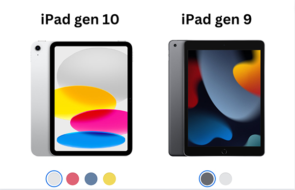 iPad gen 10 và iPad gen 9