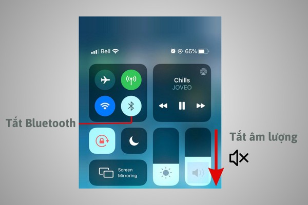  tắt Bluetooth, tắt âm lượng trên iPhone