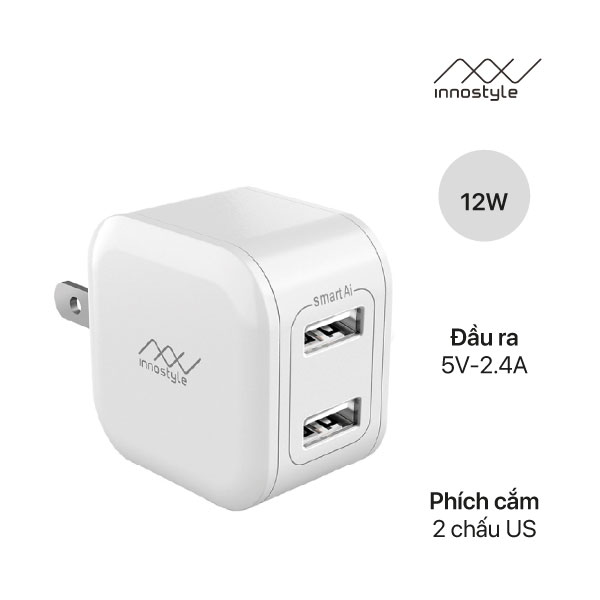 Ảnh của Sạc Innostyle MINIGO 2 USB A 12W Smart Ai Charging - Chính Hãng