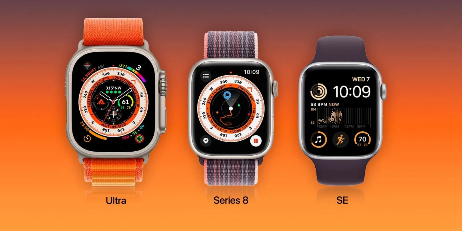 Hình ảnh cho danh mục So sánh Apple Watch 8 với Ultra và SE 2022: Có gì khác biệt?