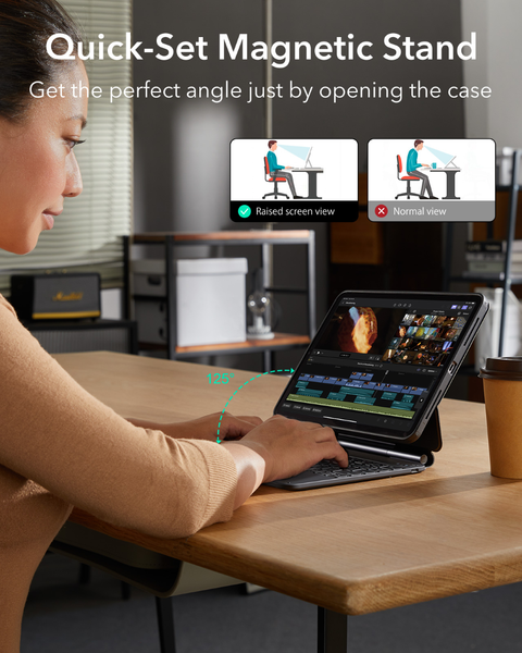 Ảnh của Bao da kèm bàn phím Rebound Magnetic 360 dành cho iPad Air 11 2024 màu đen ESR (Air M2)