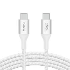 Ảnh của Cáp USB Type C - C PD3.1, 2 mét, vỏ dù, công suất 240W with Dual E-Marker màu trắng Belkin