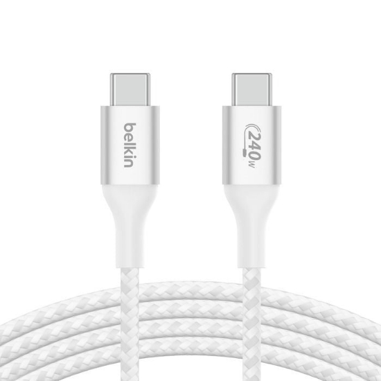 Ảnh của Cáp USB Type C - C PD3.1, 2 mét, vỏ dù, công suất 240W with Dual E-Marker màu trắng Belkin