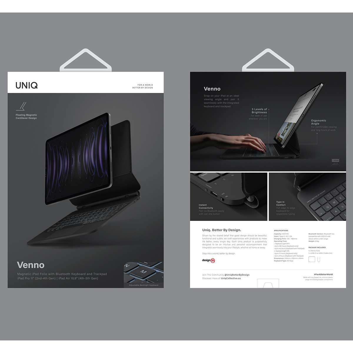 Ảnh của Bàn phím từ tính UNIQ VENNO PRO MAGNETIC SMART KEYBOARD FOLIO FOR IPAD AIR 11" M2 & 10.9" (2022/20) | IPAD PRO 11" (2022/21)