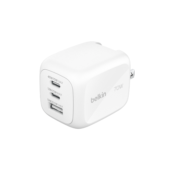 Ảnh của Adapter sạc nhanh 70W GaN, 2 x USB-C and 1x USB-A PD PPS