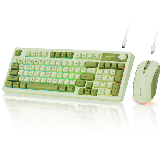 Ảnh của Bộ bàn phím chuột không dây Bluetooth Micropack KM-270W 3 Modes Rechareable Wireless Keyboard and Mouse Combo - Green