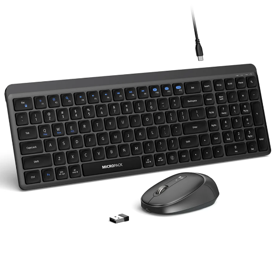 Ảnh của Bộ bàn phím chuột Micropack KM-268W 2.4G+Bluetooth Wirelesss Keyboard and Mouse Combo - Black