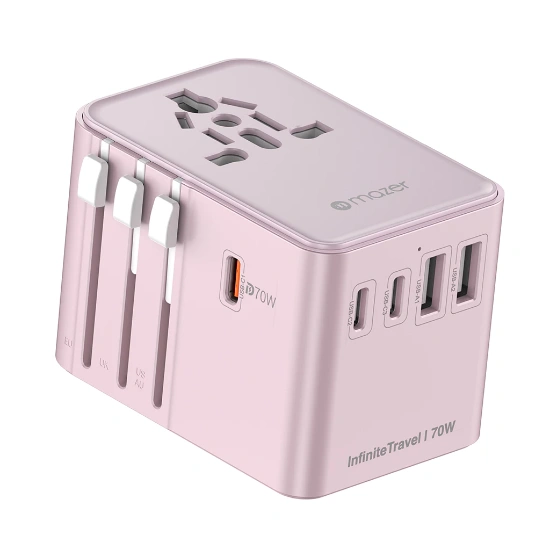 Ảnh của Bộ chuyển đổi du lịch Mazer/M-IFTravel170PD-PK/InfiniteTravel GaN PD70W 3C+2A 100-240V/8A Spare Fuse World Travel Charger