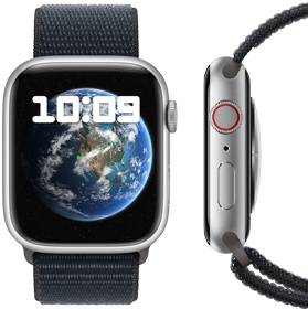 Hình ảnh mặt trước và mặt bên của Apple Watch trung hòa carbon mới.