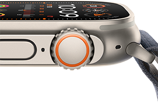 Apple Watch Ultra 2 phô diễn vỏ bằng titan chắc chắn, màn hình phẳng, Digital Crown và nút sườn