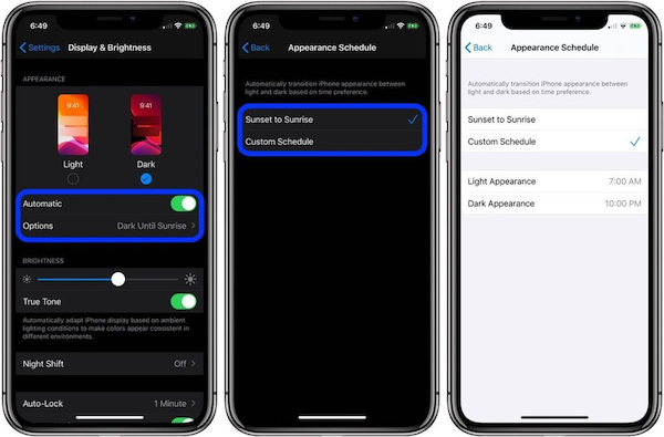 Cài đặt chế độ Dark Mode tự động trên iPhone