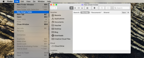 Chọn New Smart Folder từ cửa sổ File của máy