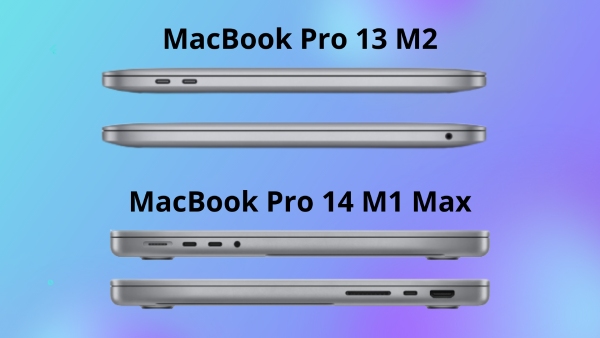 So sánh cổng kết nối macbook pro 13 m2 vs pro 14 m1 max