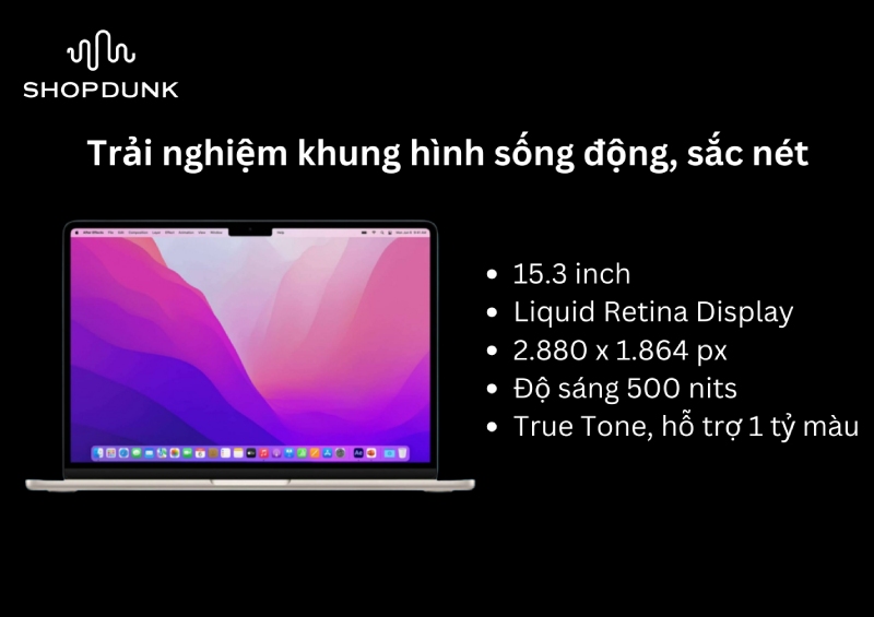 Thông số màn hình của macbook air 15 inch 2023