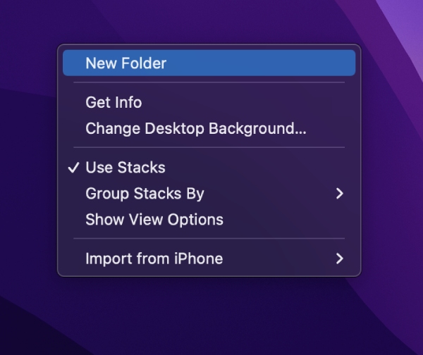 Bạn tìm và chọn “New Folder” từ cửa sổ xuất hiện