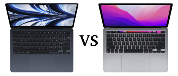 So sánh giữa bàn phím của MacBook Air M2 và MacBook Pro M2
