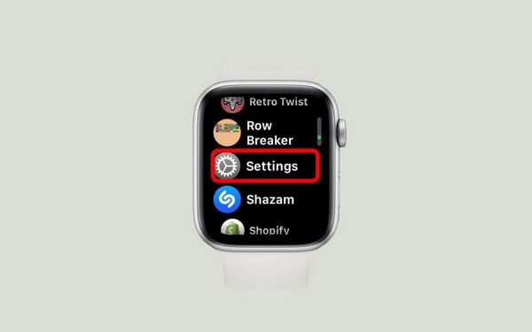 mở đồng hồ Apple Watch Series 8 và chọn vào “Settings”