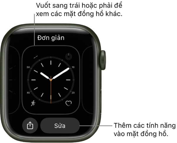 Thêm tiện ích vào mặt đồng hồ Apple Watch Series 8 