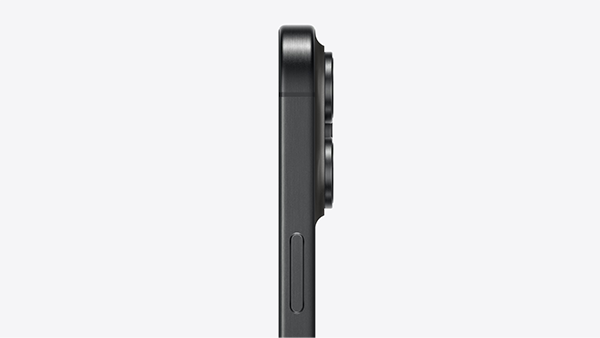 Hình ảnh chụp cận khung viền titan của iPhone 15 Pro/Pro Max màu Titan Đen