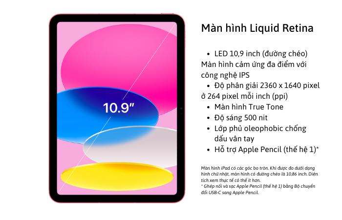 Màn hình Liquid Retina trên iPad Gen 10