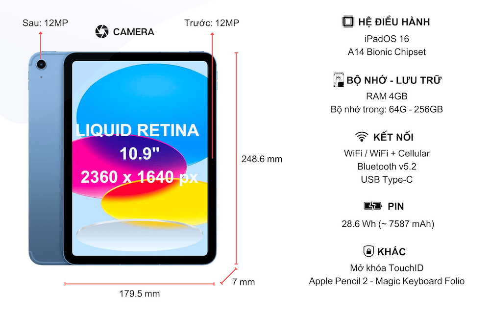 Màn hình Liquid Retina trên iPad Gen 10
