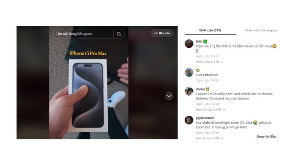 iPhone 15 Pro Titan Xanh nhận về nhiều bình luận tích cực từ người dùng