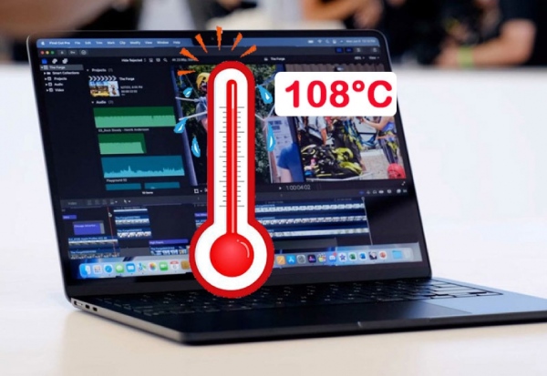 Macbook Air M2 bị nóng nhiệt độ lên đến 108 độ