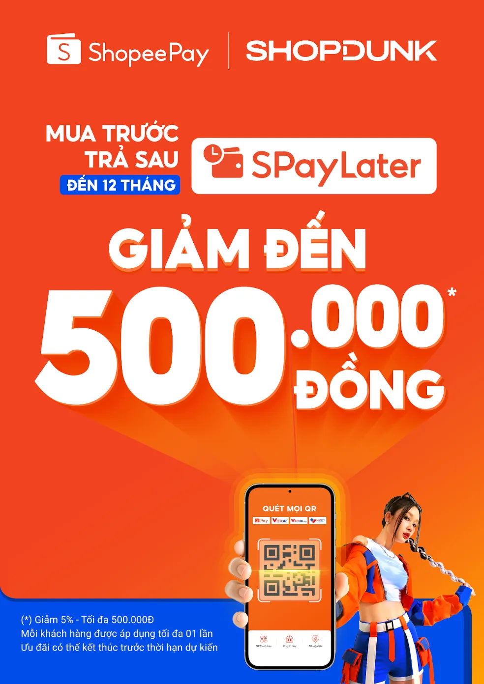 mua shopdunk thanh toán qua SPay Later Shopee giảm đến 500 nghìn đồng