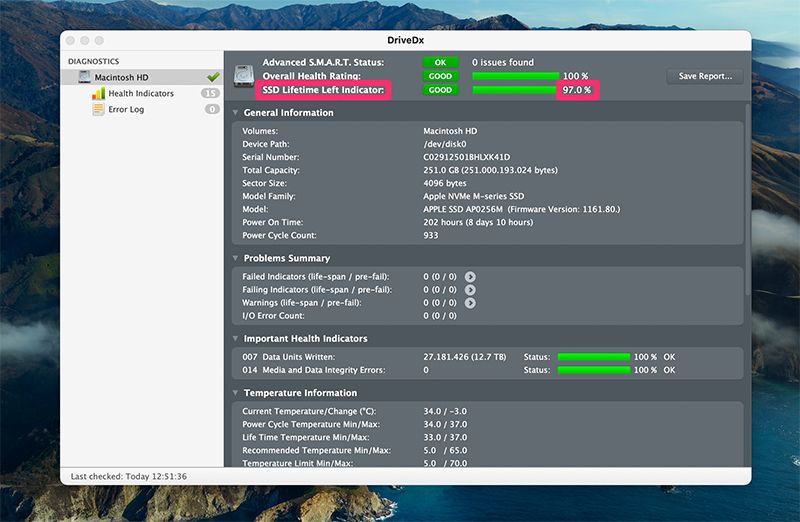 Kiểm tra SSD MacBook M2 với công cụ DriveDx